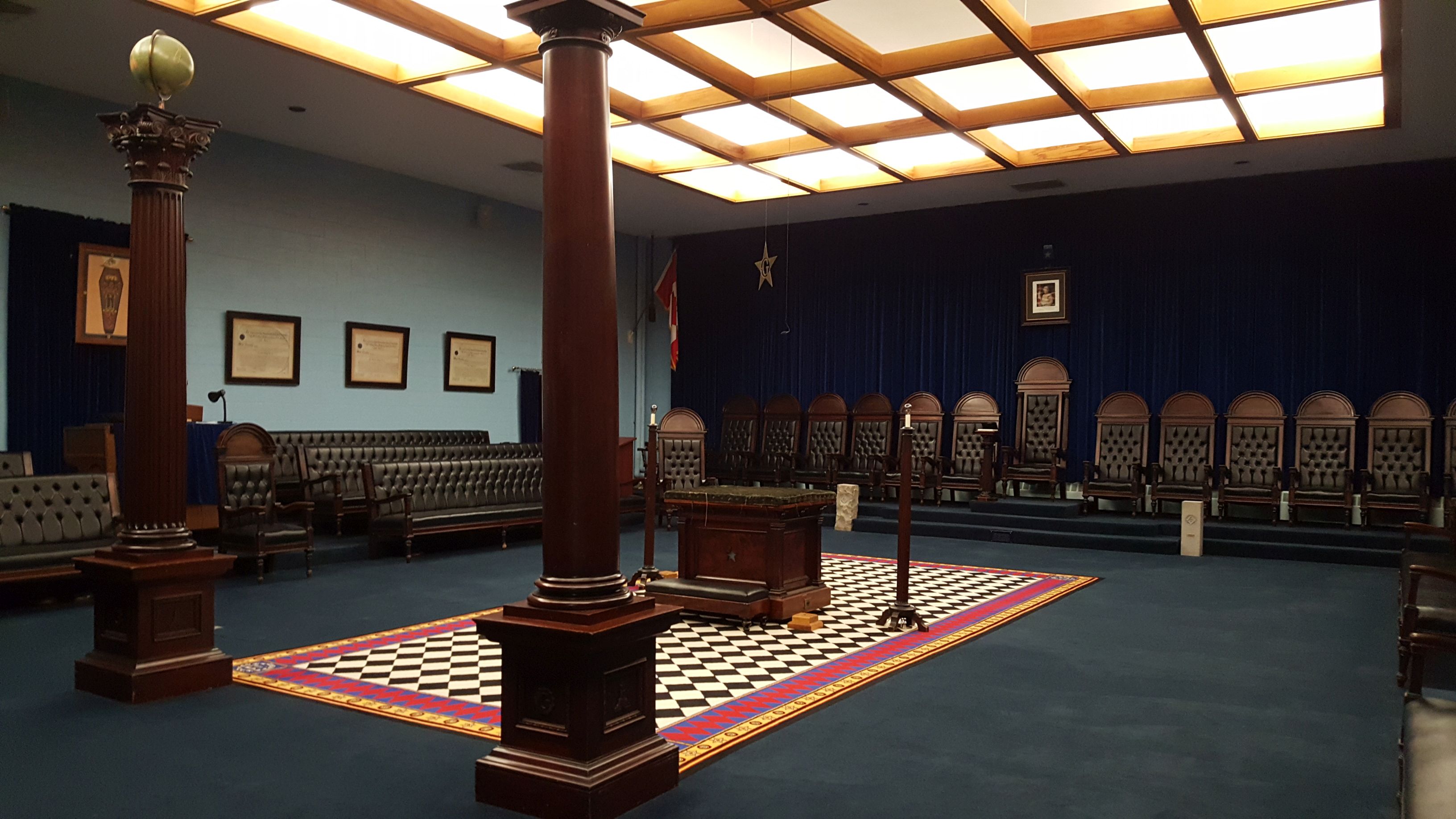 Interior view of the main Masonic meeting room.